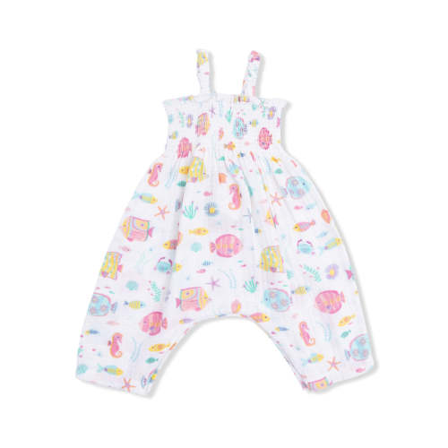 Smocked Romper, Sunny Coral Reef Fish