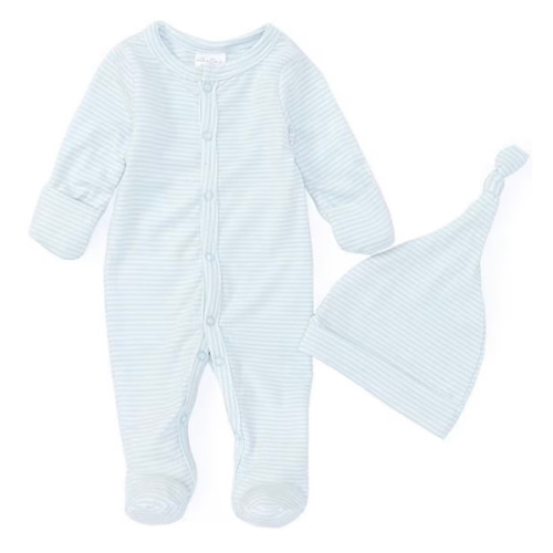 Starting Out Baby Boys Long Sleeve Stripe Footie Coverall & Knot Hat 2-Piece Set