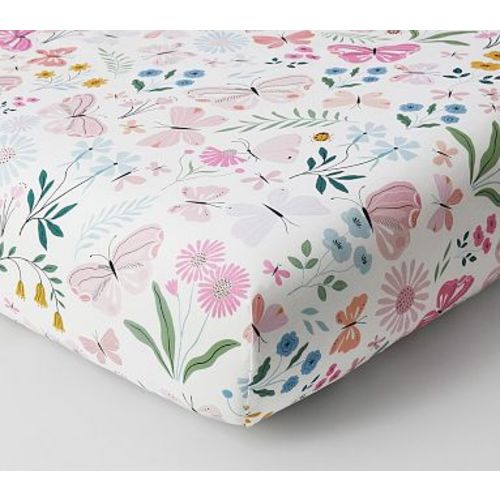 Organic Wildflower Butterfly Crib Fitted Sheet , Multi