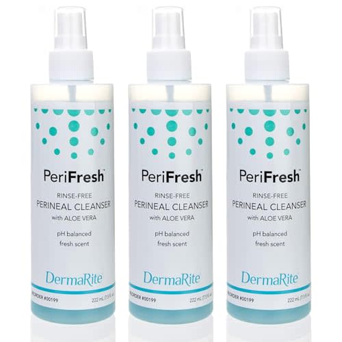 DermaRite's PeriFresh Rinse-Free Perineal Cleanser - Aloe Vera Enriched, pH-Balanced, Odor Neutralizing - 7.5 oz, 3 Count