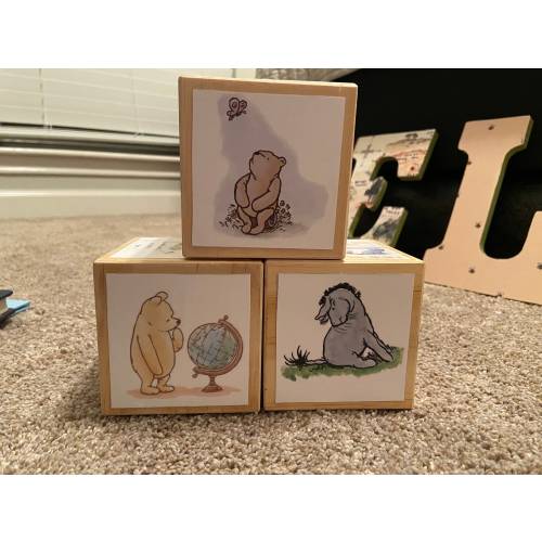Baby Shower Gift - Classic Winnie the Pooh Wooden Blocks - Nursery Decor, Baby Gift, Baby Shower Decor or Centerpieces