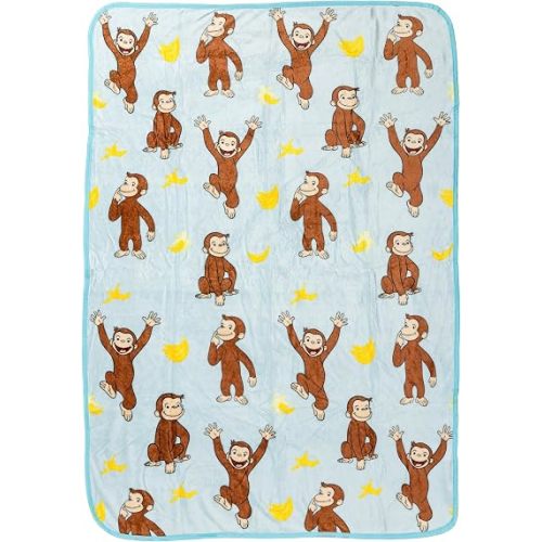 Silver Buffalo Curious George Monkey Banana, Fleece Throw Blanket, 45x60in