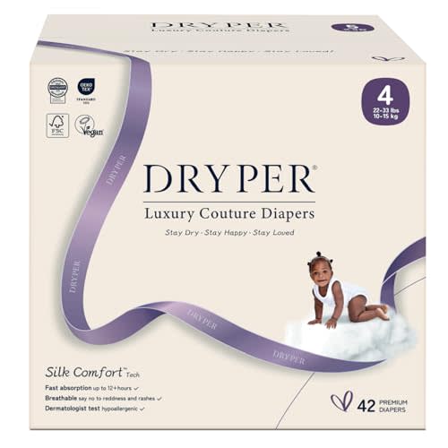 Baby Diaper,DRYPER Disposable Diaper Newborn Nappies Size 4 (10-15kg), 3D Leak Guards & Wetness Indicator, Ultra-Soft & Thin,Fast Water Absorption, 42 Nappies