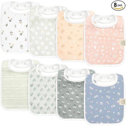 8-Pack Organic Baby Bibs (Fleur)