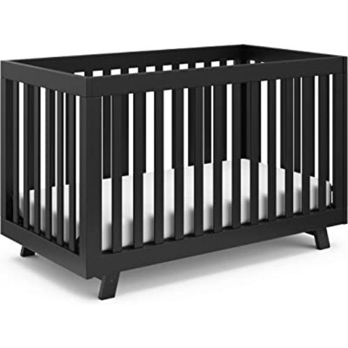 Storkcraft Beckett Convertible Crib (Black) – Converts from Baby Crib to Toddler Bed and Daybed, Fits Standard Full-Size Crib Mattress, Adjustable Mattress Support Base