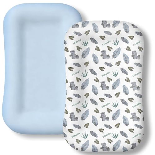 Baby Lounger Cover 2 Pack - Silky Soft Bamboo Viscose Infant Lounger Cover, Breathable & Moisture-Wicking Newborn Lounger Slipcover for Baby Boys Girls, Fits Azopesy& Most Loungers, Gray