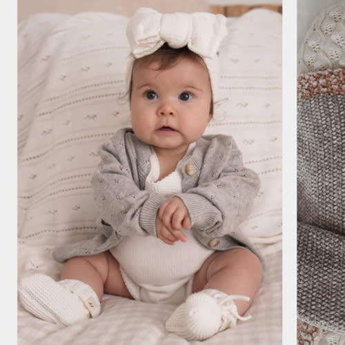 Luna + Luca Pointelle Cardigan - Heather Gray