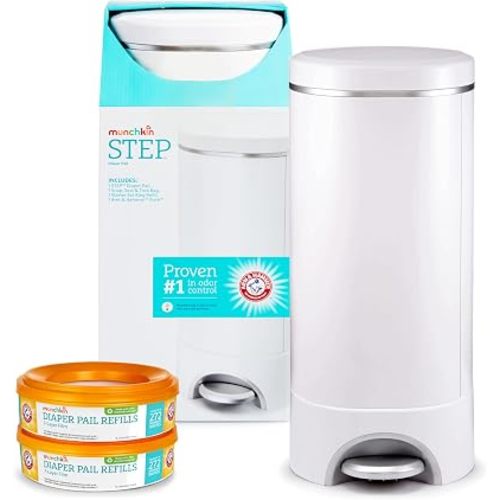 Munchkin® Step Diaper Pail Bundle - Includes Diaper Pail, Refill Rings, Bags and Baking Soda Puck