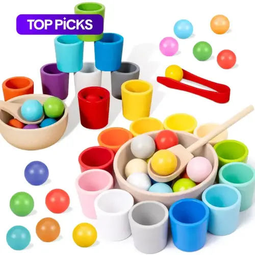 Random Color Wooden Matching Toy with Storage Bag, 1 Set Montessori - TikTok Shop