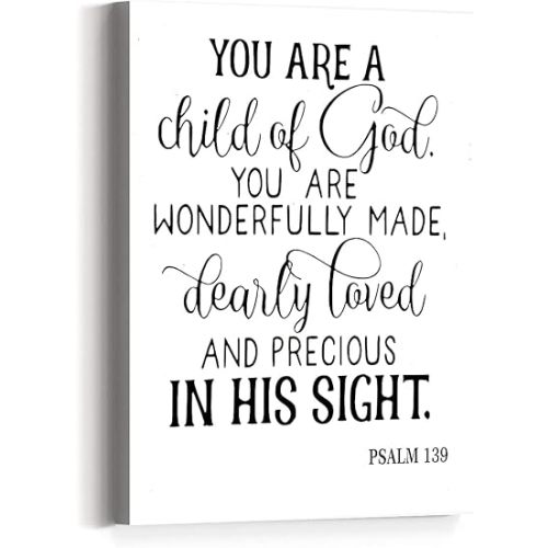 JANLAN You Are a Child of God Psalm 139 Wall Decor,Toddler Christian Wall Art,Christian Nursery Wall Art,Religious Wall Decor for Kids