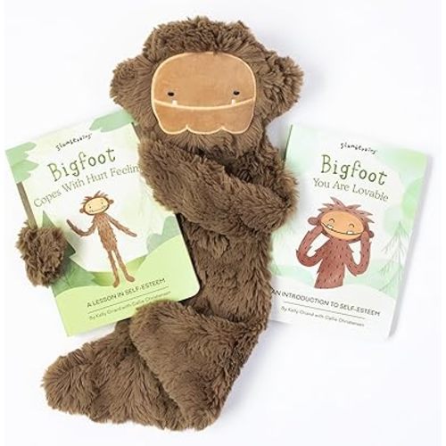 Slumberkins Bigfoot Snuggler Soft Plush Toy Complete Set Bundle, 2 Board Books, for Ages 0+, Enhances Self-Esteem & Positive Relationships