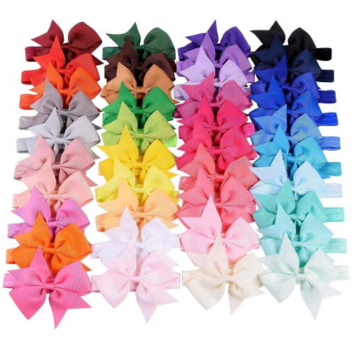 Baby Headbands for Kids, 40 Pcs Baby Girls Ribbon Hair Bows Headbands, Hair Accessories for Toddlers and Kids(Random Color)