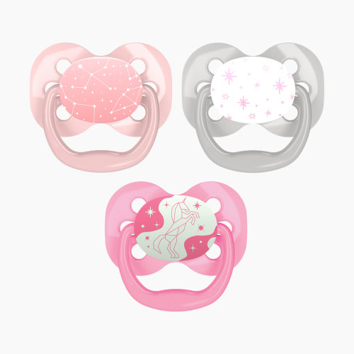 Dr. Brown's Advantage Pacifiers Glow-in-The-Dark (2 Pack) - Pink, 3, Stage 1