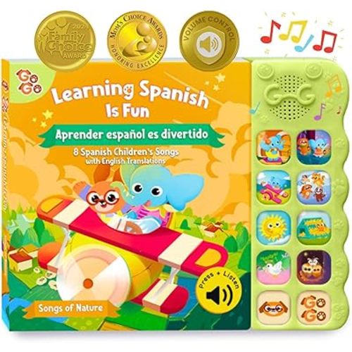 GO GO Spanish Musical Book Vol. 2: Bilingual Baby Books Spanish English, 8 Songs, Libros En Español para Niños, Bilingual Toys, Learning Toys for Toddlers