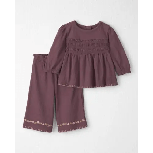 Baby Girl 2-Piece Organic Cotton Smocked Top & Pant Set - Little Planet | Carter's