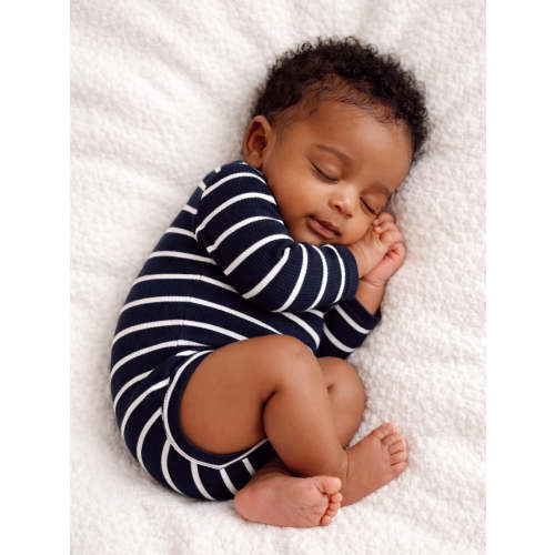 Black/White Stripe / Ribbed Long Sleeve Bodysuit