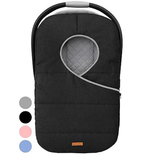 liuliuby Baby Car Seat Weather Shield | Warm Quilted Winter Cover with Clear Window for Infant Carseat | Keeps Babies & Newborn Protected in Cold | Car Seat Cover for Boys & Girls (Gray)