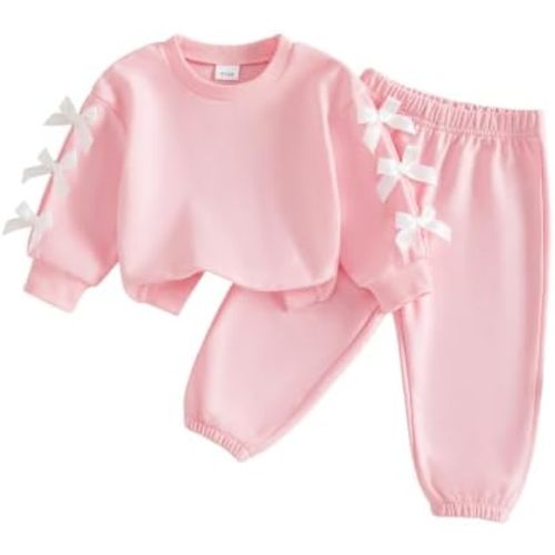 Baby Toddler Girls Long Sleeve Outfits Solid Color Pant Set