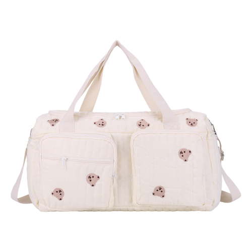 HUISZJ Diaper Bag Tote, Large Duffle Bag with Multi-Pockets, Portable Strap Diaper Bag for Mom Travel (Bears Print)
