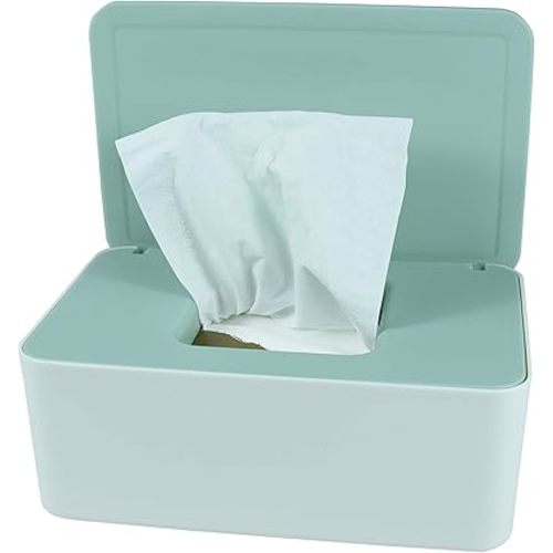 Diaper Wipes Dispenser, Tissue Storage Box Case, Wet Wipe Dispenser Holder with Lid for Home, Office, Cars (Green)