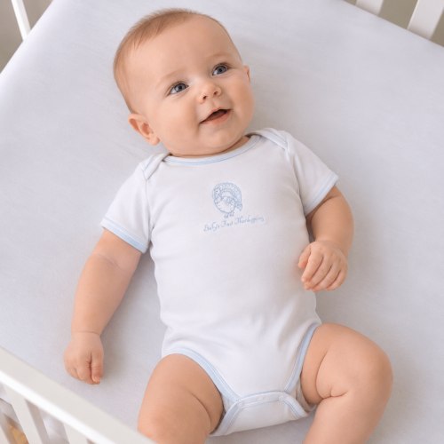 Harvest Blessings Baby's First Thanksgiving Hand-Embroidered Bodysuit - Light Blue