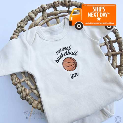 Embroidered Newest Basketball Fan ONESIES® brand, New to the Club, Crew Daddy's Buddy, Pregnancy Baby Announcement, Bodysuit, L263