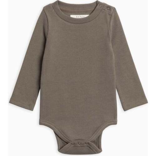Sammy Ribbed Snap Shoulder Long Sleeve Bodysuit Olive - Colored Organics | Maisonette