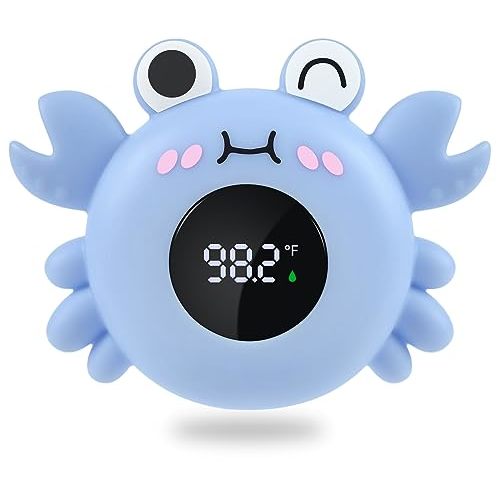 Baby Bath Thermometer Tub Water Temperature Thermometer for Bathtub Crab Newborn Baby Safety Floating Tub Toy Gift for Toddlers, Girls, Boys, Infants 1 2 3 4 Years Old