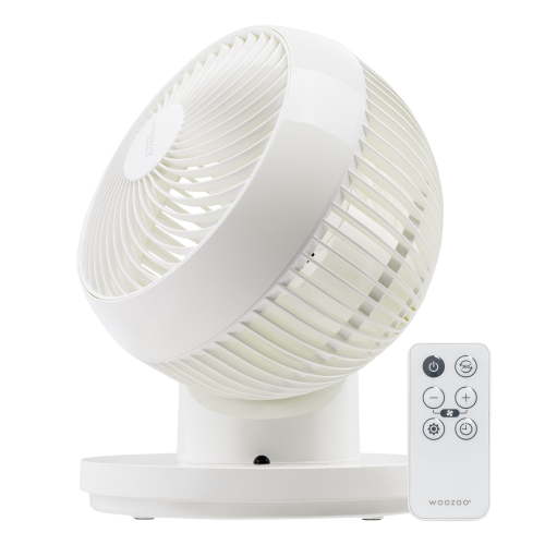 IRIS WOOZOO 360° Oscillating Fan with Remote & Timer, 3 Speed Settings, White