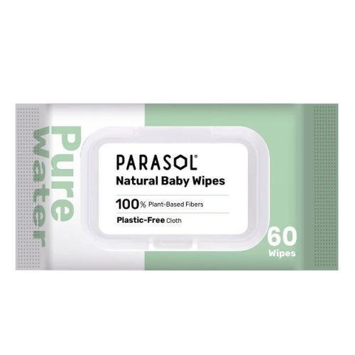 Parasol 99% Pure Water Baby Wipes for Sensitive Skin - 60ct: Latex-Free, Dye-Free, Alcohol-Free