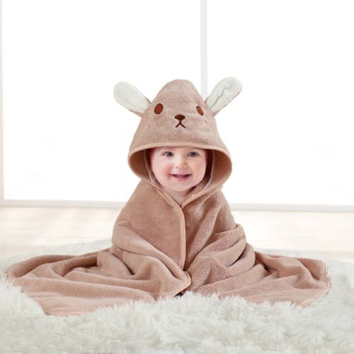 Liyufly Baby Bath Towel, Absorbent Large Hooded Towel for Kids, Newborn, Babie, Toddler, Infant, Brown Rabbit, 31.5 x 31.5 inch
