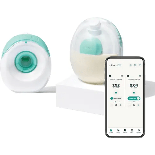 Willow Go - Hands Free Breast Pump - Wearable Breastfeeding Pump - Portable, Electric, Cordless, & 9 Levels of Hospital Grade Suction Strength - Postpartum Essentials - Double Breast Pump