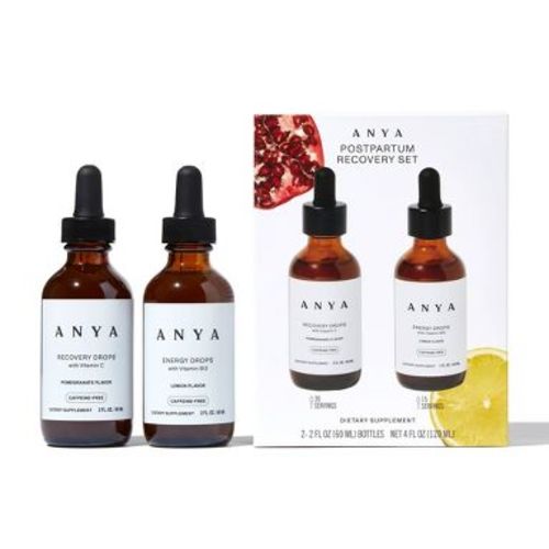 Anya Postpartum Recovery Set with Recovery and Energy Drops - 4 fl oz: 2-Pack, Dietary Supplements, Lemon, Pomegranate