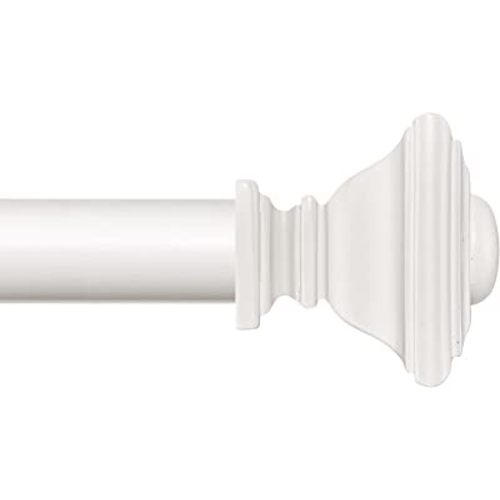 BRIOFOX White Curtain Rods,Adjustable Curtain Rod for Windows 38 to 72 inch,1 Inch Thicken Single Curtain Rods,with Decortive Square Finials Drapery Rods