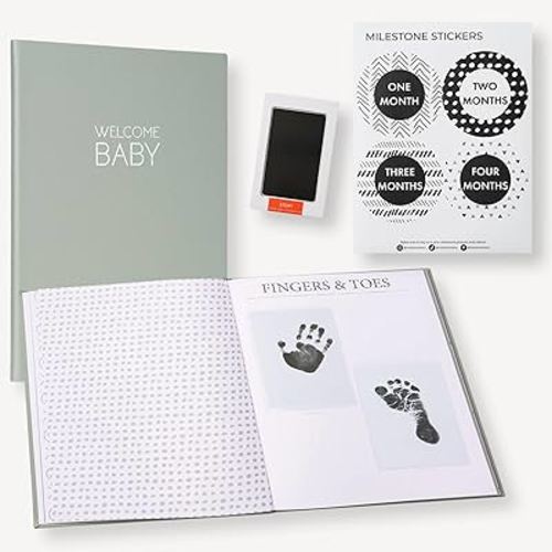 Nora's Nursery Baby Memory Book for Girl or Boy - 60 Pages Baby Book with Faux Leather Cover - Essential Baby Book Keepsake for New Parents - Baby Album and Memory Book for Your Child's First 5 Years
