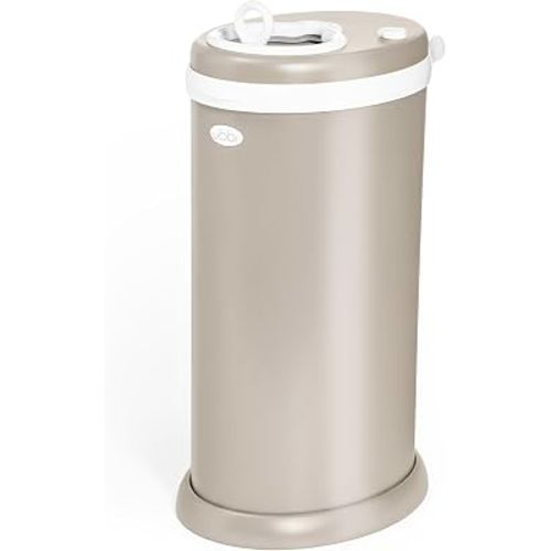 Ubbi Stainless Steel Diaper Pail, No Special Bags, Odor-Locking, Taupe | Award-Winning Registry Must-Have, Childproof Safety Lid with Lock, Holds Up To 55 Newborn Diapers, Modern Nursery Essential