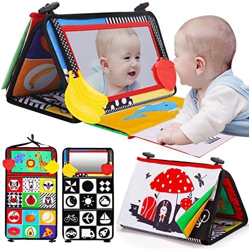 Tummy Time Mirror High Contrast Baby Toys for Newborn 0-6 Months