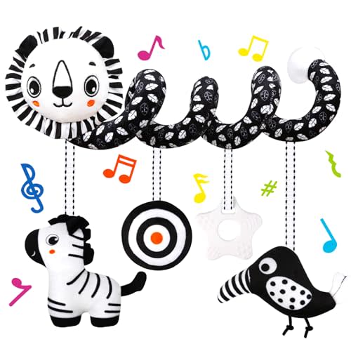 FQKIOMY Black and White High Contrast Baby Toys - Sensory Infant Hanging Carseat & Stroller Toy for Newborns 0-6,6-12Months Perfect Easter Birthday & Baby Shower for Babies Boys Girls