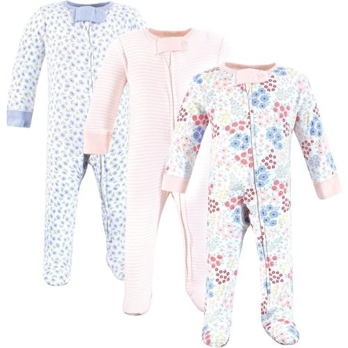Touched by Nature Baby Girls Organic Cotton Sleep and Play, Flower Market, Newborn