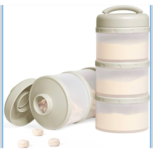 Termichy Stackable Formula Dispenser Portable Milk Powder Container, 2 Pack, Warm Grey
