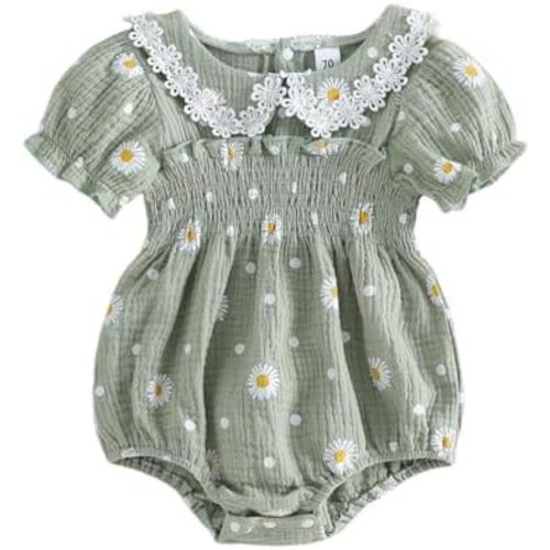Kavousa Newborn Baby Girl Summer Clothes Short Sleeve Bubble Romper Jumpsuit Top Infant Clothing Cute Baby Girl Outfits