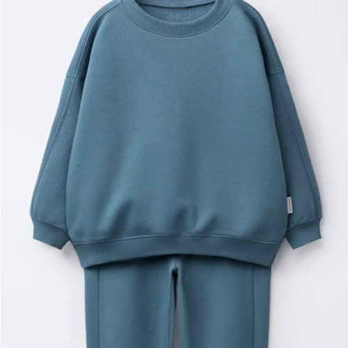 JOGGING SWEATSHIRT AND BASIC JOGGER PANTS SET WITH LABEL - Deep blue | ZARA United States