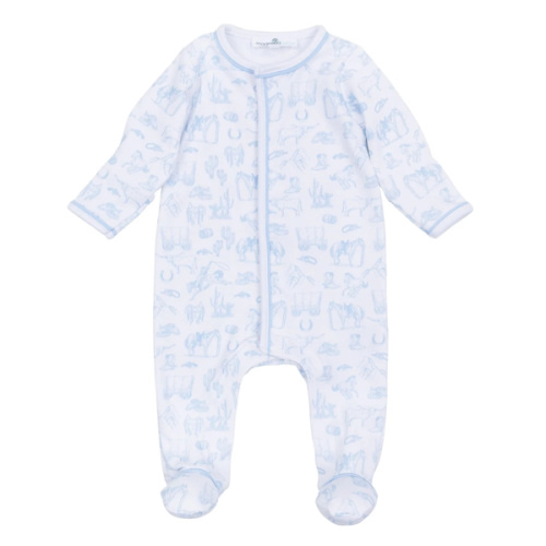 Wild West Toile Footie - Light Blue – Magnolia Baby
