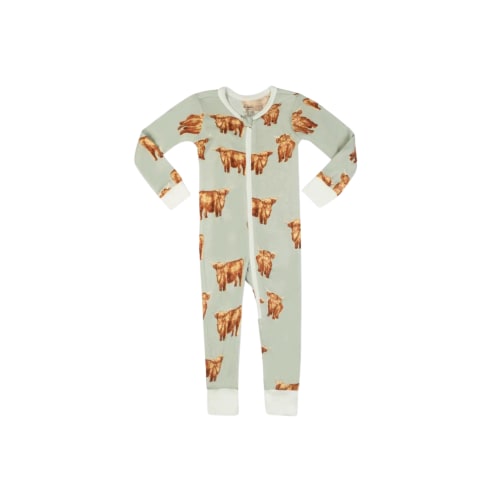 MB Bamboo Zipper PJs - Highland Cow