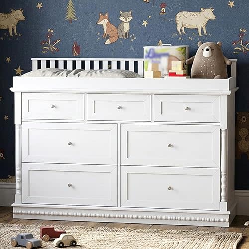 63" Large Baby Changing Table with a Removable Table Top, White