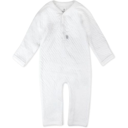 HonestBaby Baby Long Sleeve Center Snap Coverall 100% Organic Cotton for Infant, Baby Boys, Girls