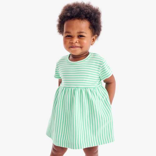 Clearance organic babysuit dress in stripe | Primary.com