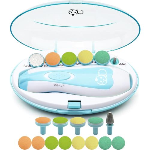 Baby Nail Trimmer 21 in 1, Usage Labeled Case & 13 Extra Replacement Tools, Royal Angels Baby Electric Nail File, Baby Nail Care, Nail Clipper Newborn Toddler Toes & Fingernails Nail Kit (Blue)