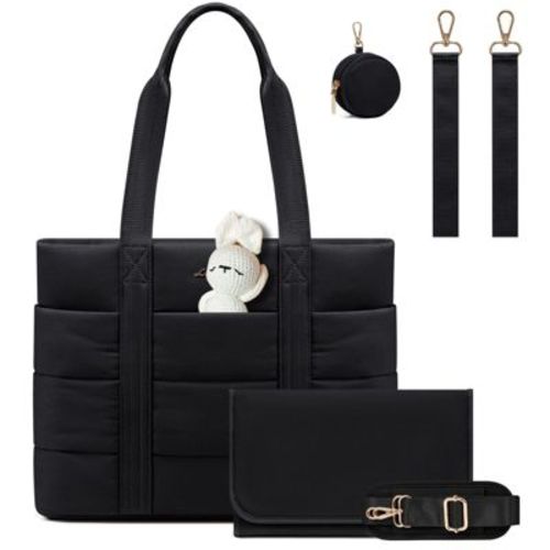 Diaper Bag Tote, Puffer Baby Diaper Bag with Insulated Pocket,Travel Diaper Tote