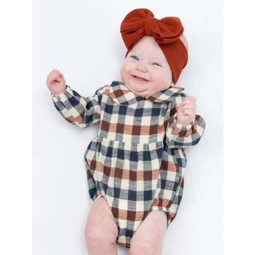 Fall Vintage Plaid Ruffle Bubble